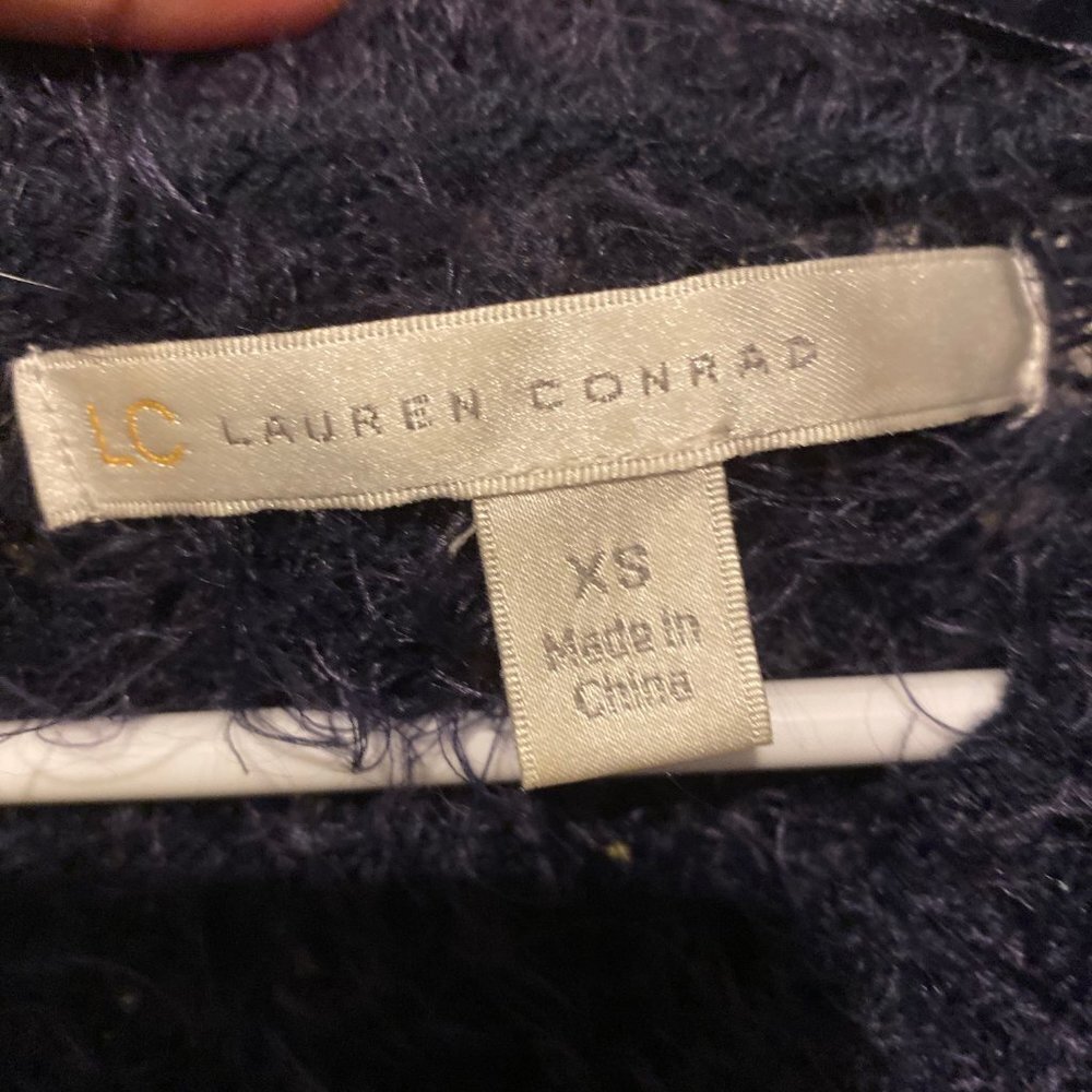 Lauren Conrad Soft Fuzzy Sweater Navy XS - Picture 2 of 3